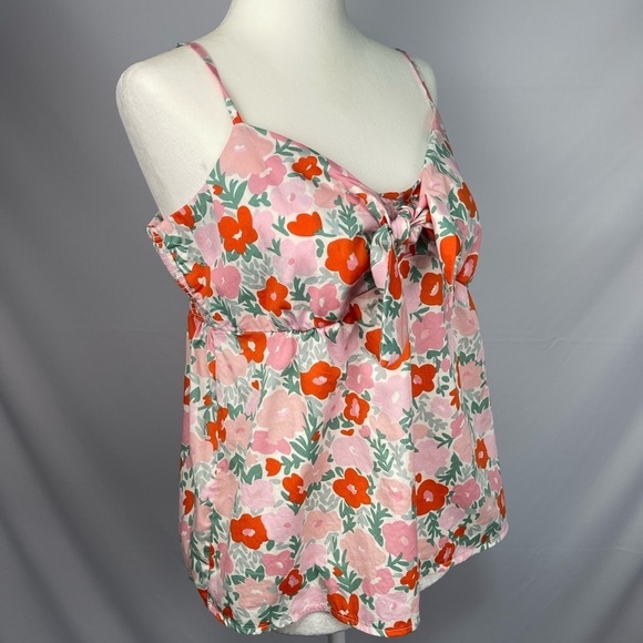 Free Assembly floral print women’s Tank top with tie front. Women’s size M - Picture 9 of 14